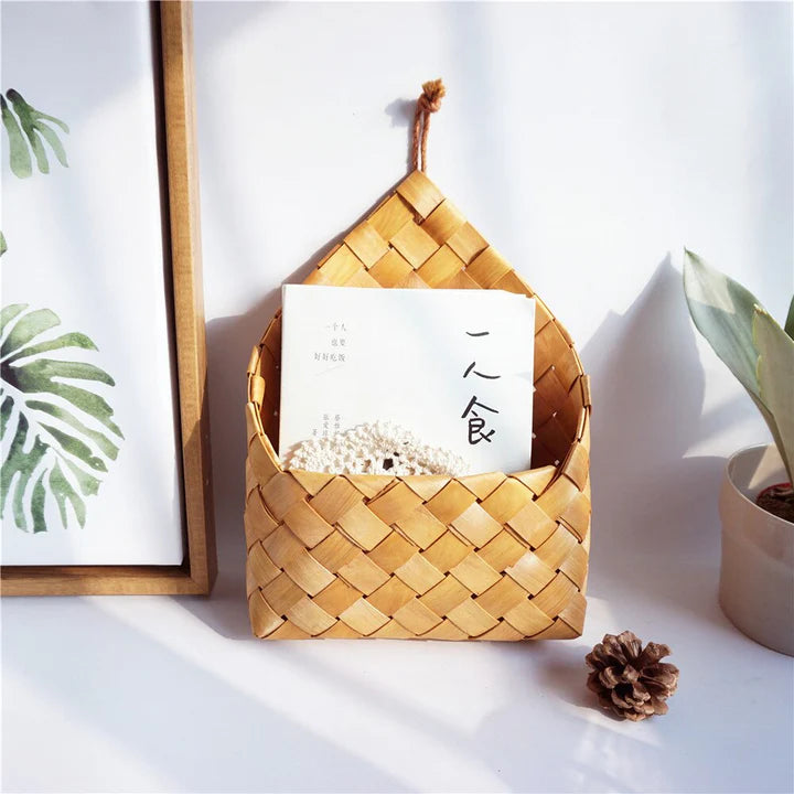 Bamboo Woven Wall-Mounted Storage Box – Hanging Organizer